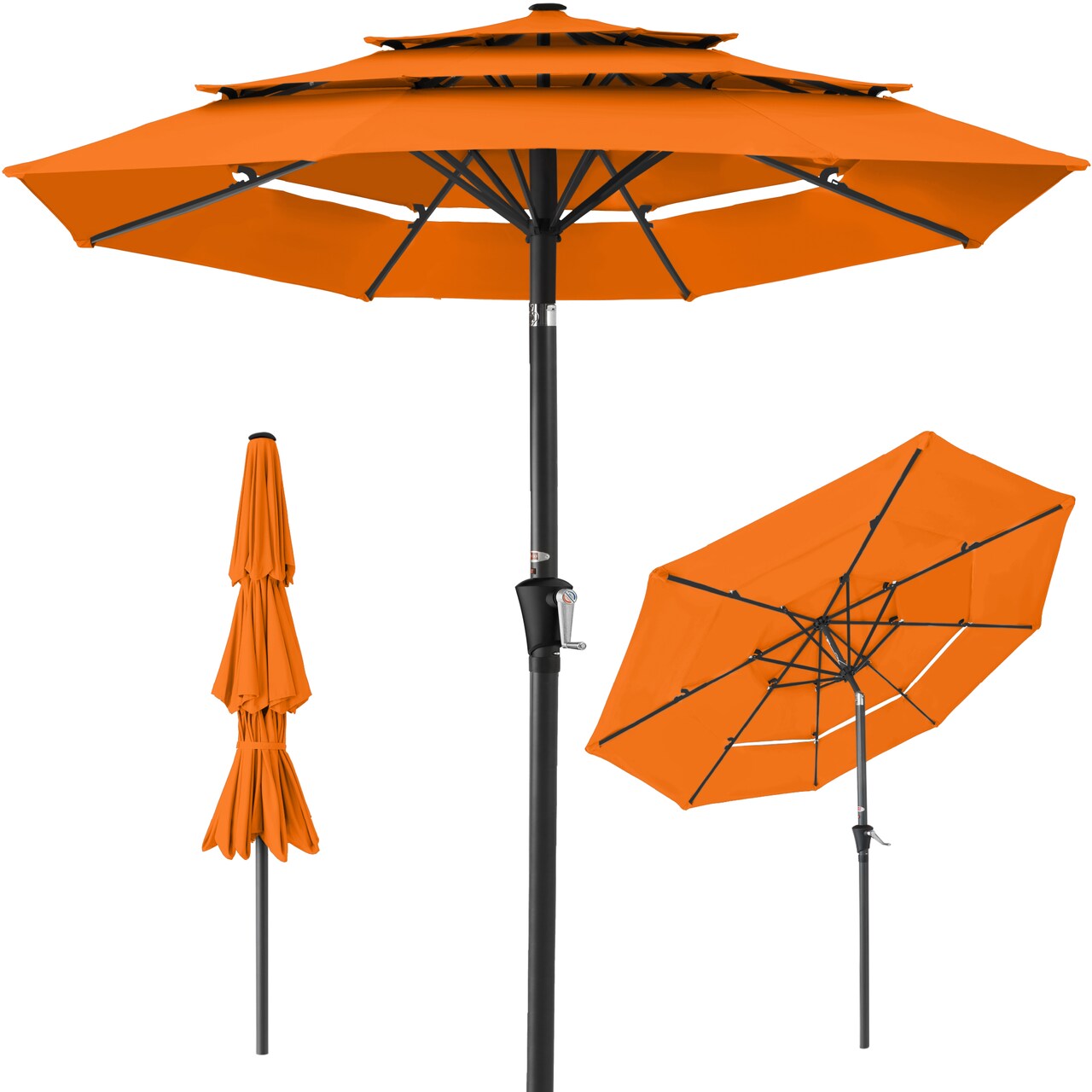 Best Choice Products 10ft 3-Tier Patio Umbrella, Market Sun Shade w/ Tilt Adjustment, Easy Crank